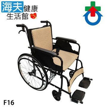 杏華機械式輪椅(未滅菌)【海夫健康生活館】不折背鋁合金輪椅 22吋後輪/18吋座寬 輪椅B款 黃色(F16)