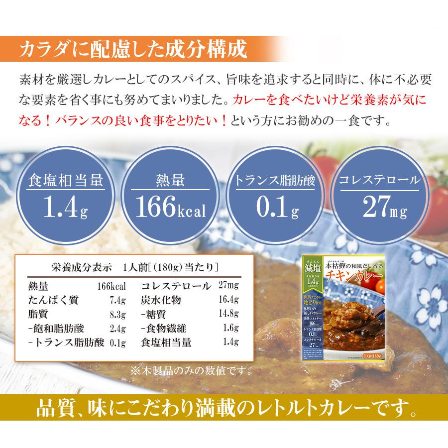 減塩 レトルト 本枯鰹の和風だし香るチキンカレー 180ｇ但馬すこやか地どり 本枯鰹 常温保存食 塩分控えめ