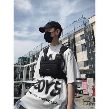 潮牌男士包戰術包男款機能馬甲包休閑個性ins包包男胸包工裝背包