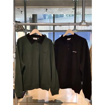 長袖Polo衫420g重磅純棉加厚翻領t恤男女休閑寬松大碼上衣套頭衫