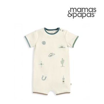 Mamas&Papas 荒原小物-短袖連身寬褲