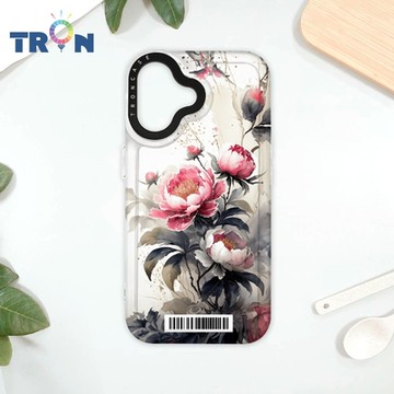 TRON iPhone 16 古風水墨畫紅牡丹花 防摔太空載具殼 透白 軟硬 手機殼