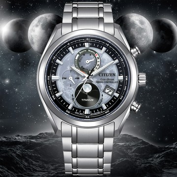CITIZEN星辰 GENTS系列 爍月款 光動能 電波對時 月相 計時腕錶 43mm/BY1010-81H