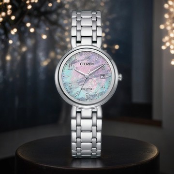 CITIZEN 星辰 LADY 優雅珍珠貝光動能女錶 1212購物節 送禮推薦 EW2690-81Y