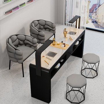 美甲桌椅套裝 特價經濟型單雙人輕奢多功能美甲桌 網紅ins奶油風美甲臺