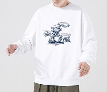 FINDSENSE X 2022 街頭時尚 男士 塗鴉卡通印花 圓領T恤 長袖外套 圖案T恤