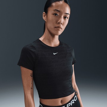 Nike Pro Women's Dri-FIT Short-Sleeve Cropped Jacquard Top