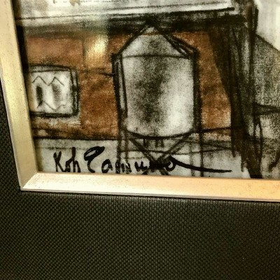 田村孝之介　陶板額装　ナルミ製陶 ≫ヴィンテージ*NARUMIナルミ鳴海製陶*古い陶板画*洋画の巨匠