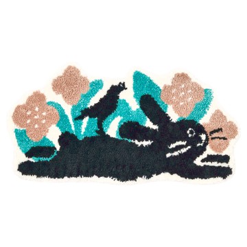 in Blooom 印花樂 植絨地毯 聚酯纖維 TPR防滑底  75 x 39cm  兔兔與八哥 海棠花園