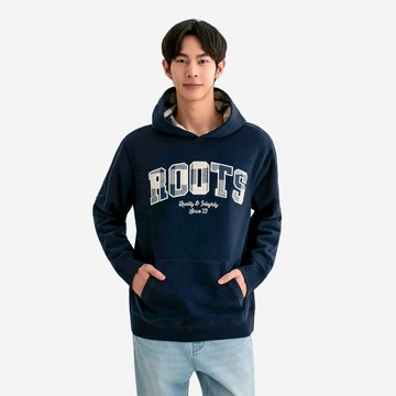 Roots男裝-PLAID APPLIQUE 連帽上衣