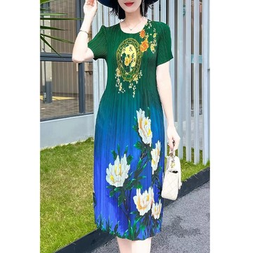 【韓國K.W.-歐美】KSBN9791三宅風氣質連身洋裝花影蕾絲韓國空運(碎花/小香風/渡假/法式/通勤)
