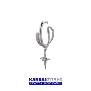 KANSAI掛耳四角星吊墜耳環ins個性小眾耳飾冷淡風潮無耳洞款耳夾