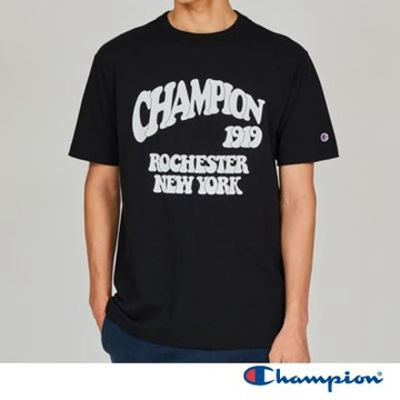 Champion 官方直營 男款 BASIC  LOGO印花短袖TEE-黑色(C3-B342-090)