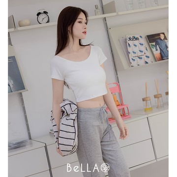 【初夏新品】BeLLA 大U短版bra上衣 白色