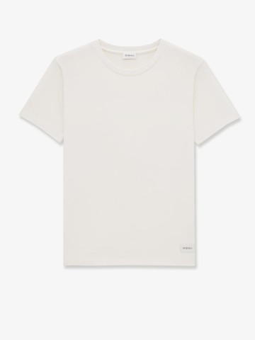 Cotton t-shirt with logo tag - SAINT LAURENT - gender_Woman