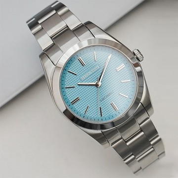 Relax Time RT-105S 立體格紋太陽能男錶 開學換新季 送禮推薦-銀x湖水藍/40mm RT-105S-2M