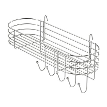 KI WISH 居家生活 掛勾式橢圓掛籃五掛勾(長40.5*深13*高22cm) 網片、網格片通用 台灣製造  銀色  1個