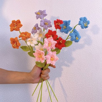 手作鉤織陽光喜悅六合花花莖擺飾