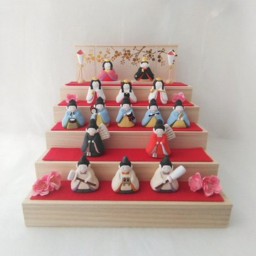 【お雛様】おひなさま 百花 十五人飾り「桃の花 屏風」