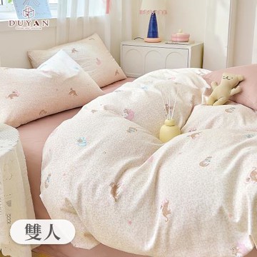 【DUYAN 竹漾】40支精梳棉四件式兩用被床包組 喵語貓眠 台灣製(雙人)