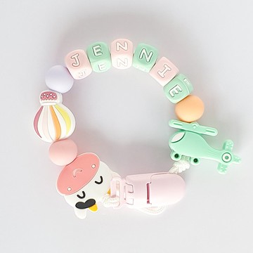 JENNIE 牛 熱氣球 直升機 客製化奶嘴鏈