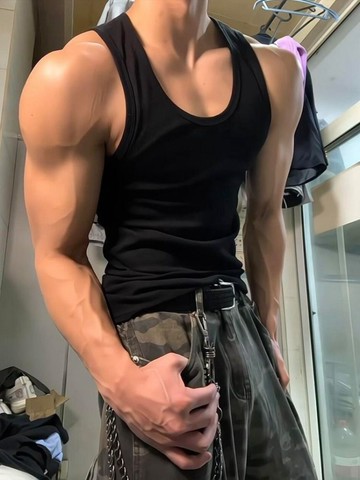 美式重磅緊身款彈性上衣 戶外健身排汗速乾背心 男士冰絲螺紋坎肩背心 ZS