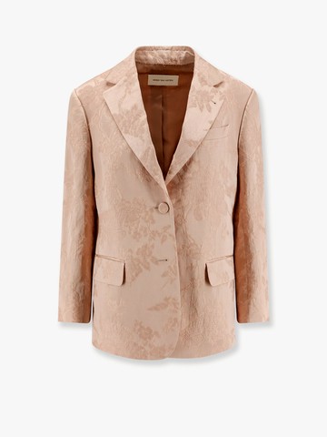 Jacquard linen blend blazer with floral motif - DRIES VAN NOTEN - gender_Woman
