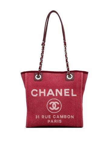 CHANEL Pre-Owned - 2014-2015 mini Deauville tote bag - women - Canvas - One Size - Red