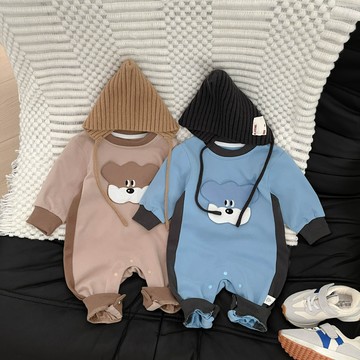 小月齡寶寶秋裝衣服超萌包屁衣春季連體衣嬰兒休閑外出服洋氣爬服鑫弘-萌寶童裝可開發票