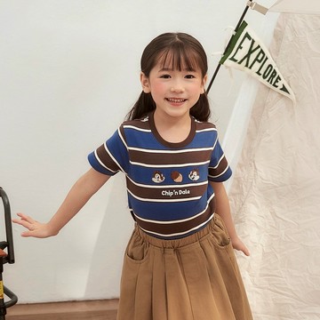 CACO-奇奇蒂蒂條紋短T‧親子款-童【J3DI023】