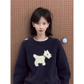 BAi白媽媽 短版狗狗毛衣／韓系可愛小狗針織上衣－台灣現貨 隔日到貨【350734】