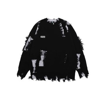 NOONOZ秋冬不規則破洞毛衣男潮牌高街嘻哈炸街oversize美式針織衫