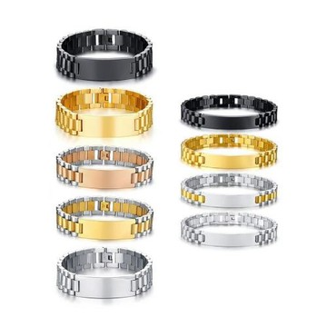 bangles 批發飾品鈦鋼男士彎牌手鏈可刻字表帶情侶女不銹鋼BR-409
