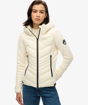 Superdry Women's Hooded Storm Fleece Jacket White Size: 6