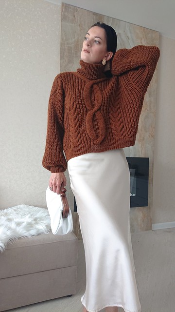 羅紋針織毛衣 Twist 針織毛衣 高領毛衣棕毛衣