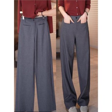 春秋垂感直筒褲2025流行爆款高腰直筒百搭減齡休閑褲窄版簡約長褲