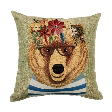 【EM】葡萄牙原裝進口緹花抱枕 花漾熊