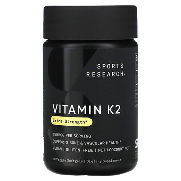 Sports Research, 維生素 K2，特強型，180 微克，60 粒素食軟膠囊