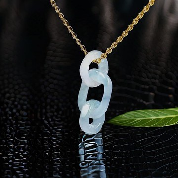 【願‧平安】冰種翡翠環環相扣項鍊 | 天然緬甸玉A貨翡翠 | 送禮