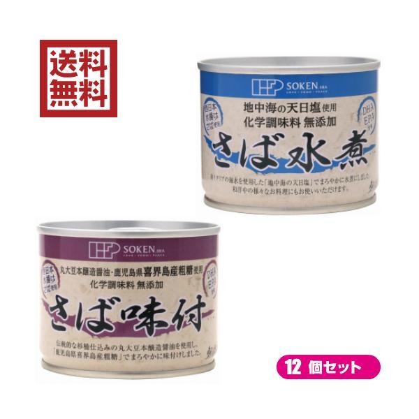 鯖 水煮 缶 創健社 さば缶 選べる１２個セット 全２種 送料無料