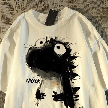 美式復古小恐龍純棉短袖t恤女男夏街頭風oversize半袖情侶上衣潮