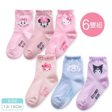 【ONEDER】迪士尼 幼童止滑短襪 酷洛米 米妮 大耳狗 美樂蒂幼童止滑襪 13-15cm-6雙組