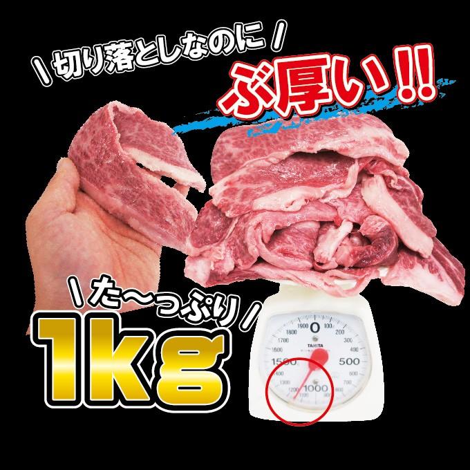 送料無料　黒毛和牛霜降りリブロース厚切り切り落とし　1ｋｇ入訳あり超限定品　冷凍　国産黒毛和牛 焼肉