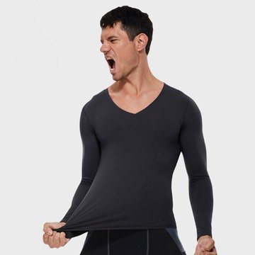 【巴黎精品】現貨+預購 訓練上衣長袖運動服運動上衣跑步背心修身衣-加絨V領彈力跑步男健身衣2色v1bc12