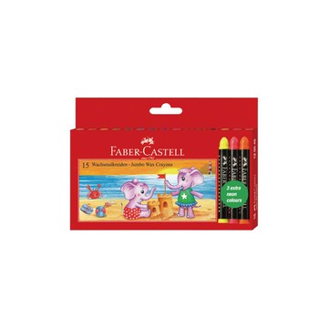 Faber-Castell 輝柏 長鼻象粗芯蠟筆15色（12色+3支螢光色）/盒 120045【APP滿額下單10%點數(單一帳號最高5000點)】1/31止