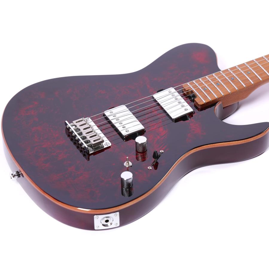 Volgoa TN2 Solid Body Electric Guitar with Roasted Maple Neck and Mahogany Body (Red)