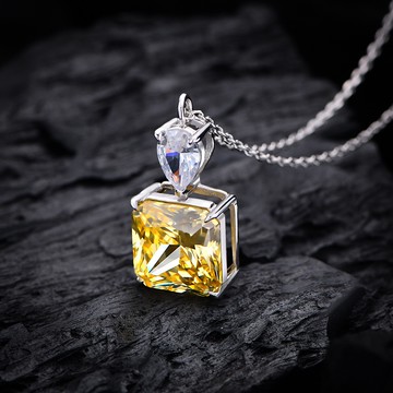 隔日到貨 不亮不用錢 Meghan 梅根王妃 3克拉 方鑽 莫桑鑽 彩鑽 水晶 項鍊 項鏈N41