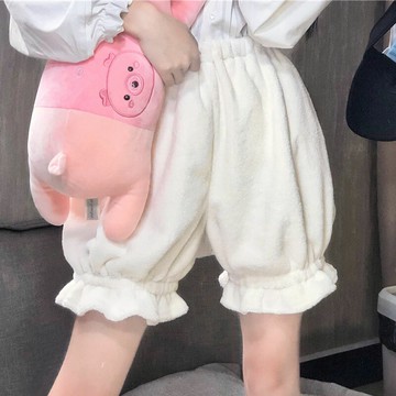 加絨南瓜褲秋冬jk安全褲lolita日系可愛外穿毛絨保暖打底褲短褲女