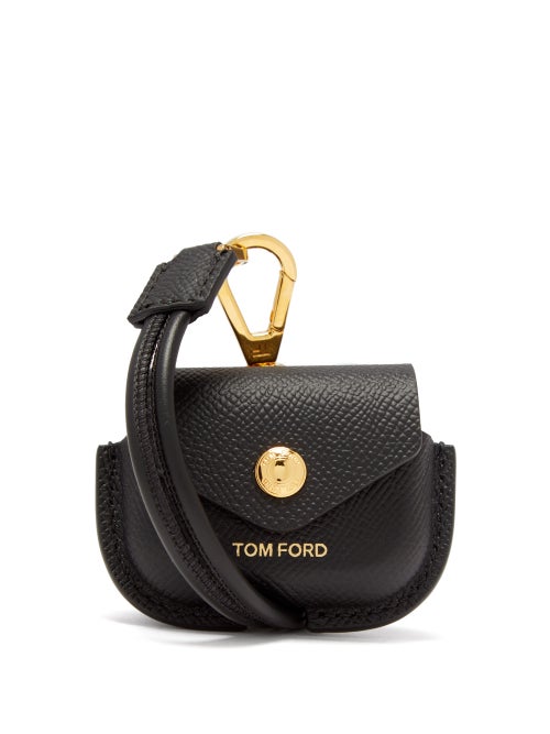 Tom Ford - Logo-print Grained-leather Airpods Case - Mens - Black