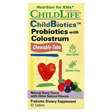 ChildLife Essentials, 含初乳的益生菌，混合漿果味，90 片咀嚼片